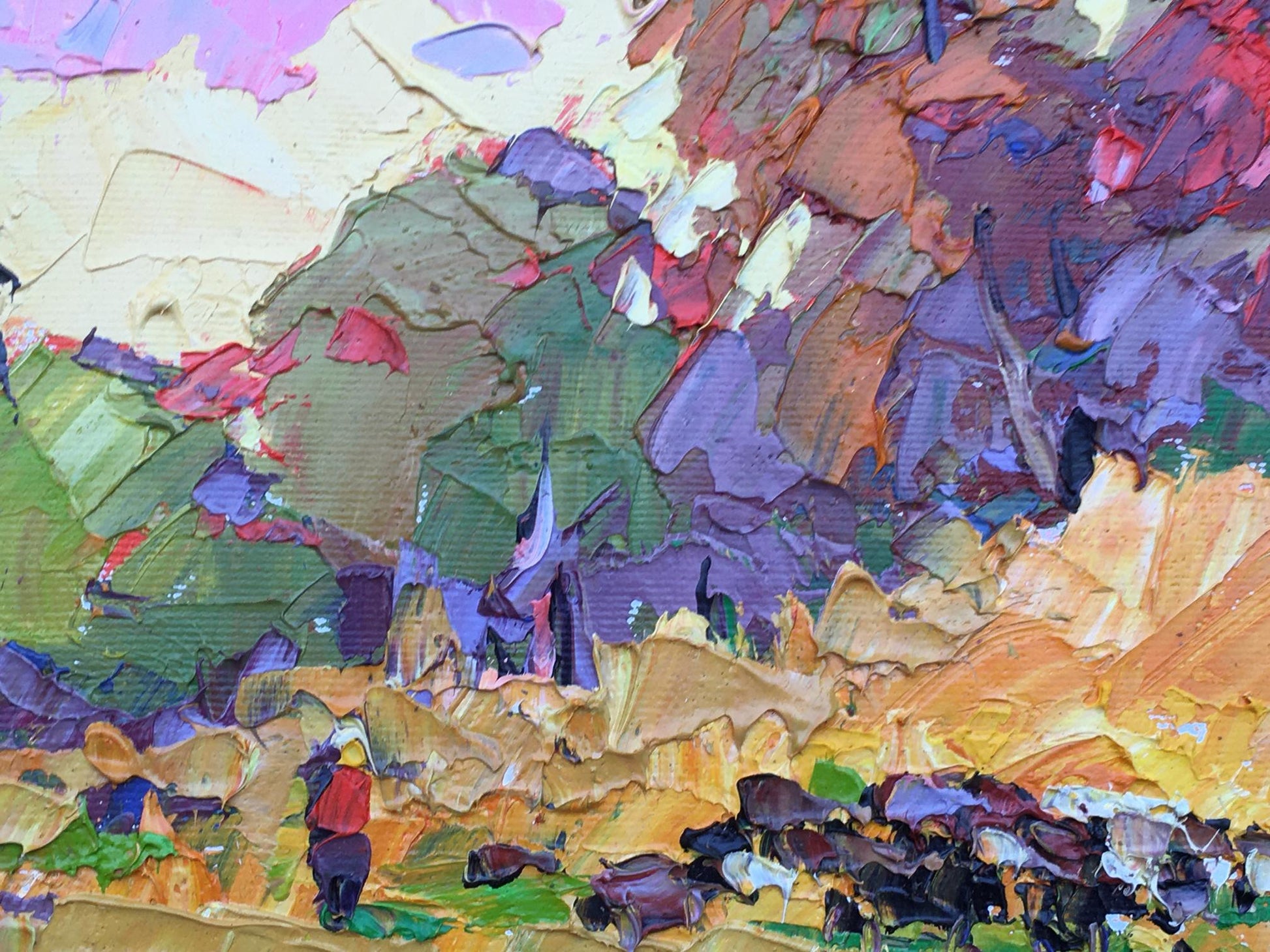 Oil Painting Nature Landscape Village landscape Art 