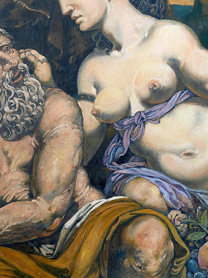 Oil painting of nude daughter by Litvinov Oleg Arkadyevich, draped in purple fabric