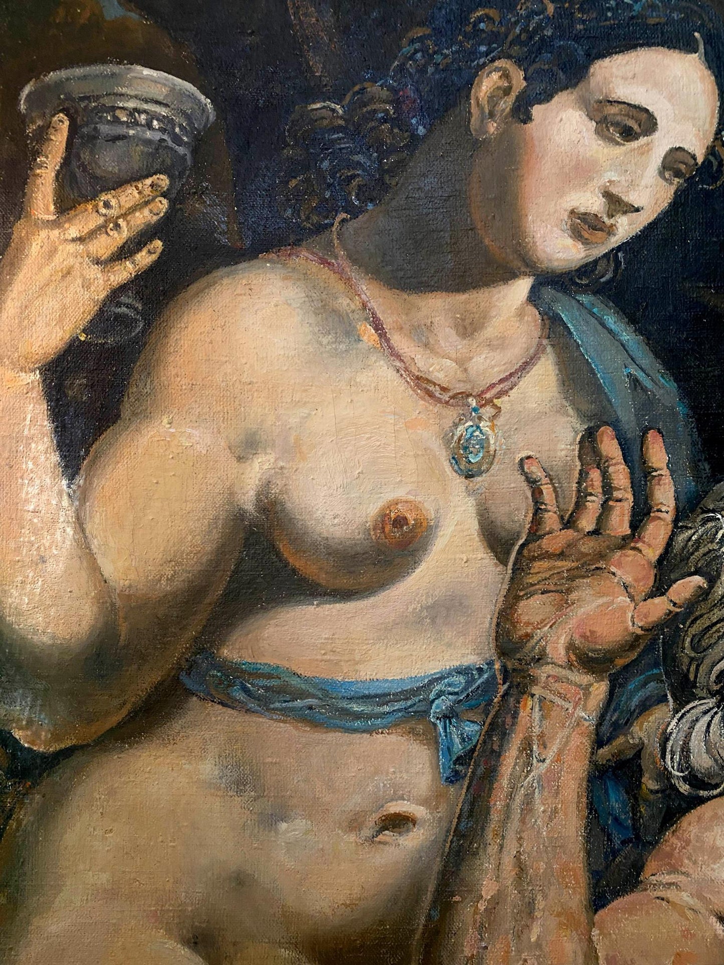 Oil painting Daughter arch by Litvinov Oleg Arkadyevich: nude woman with goblet