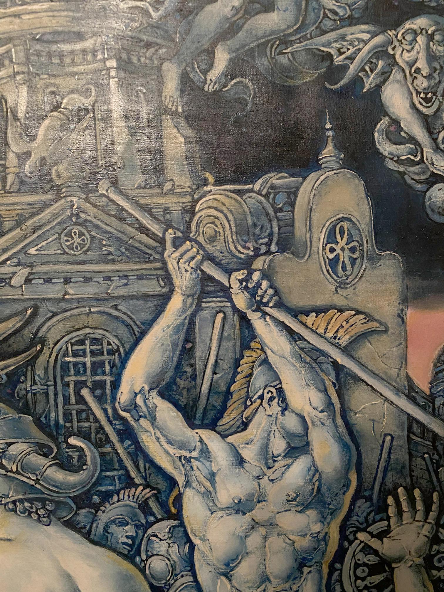 Muscular warrior with ornate mace in Oleg Litvinov oil painting Wars of Destruction