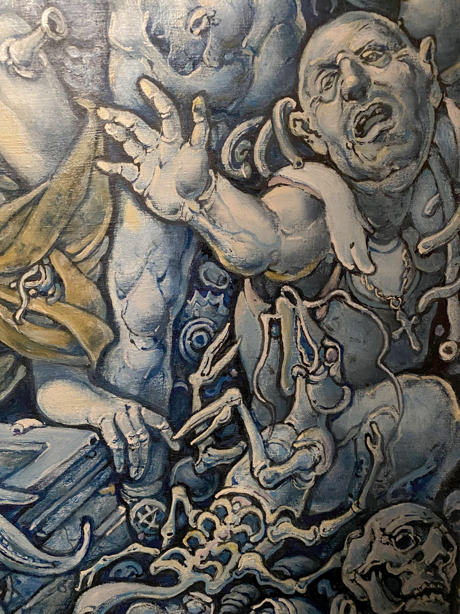Oil painting Wars of Destruction by Oleg Litvinov grotesque figure