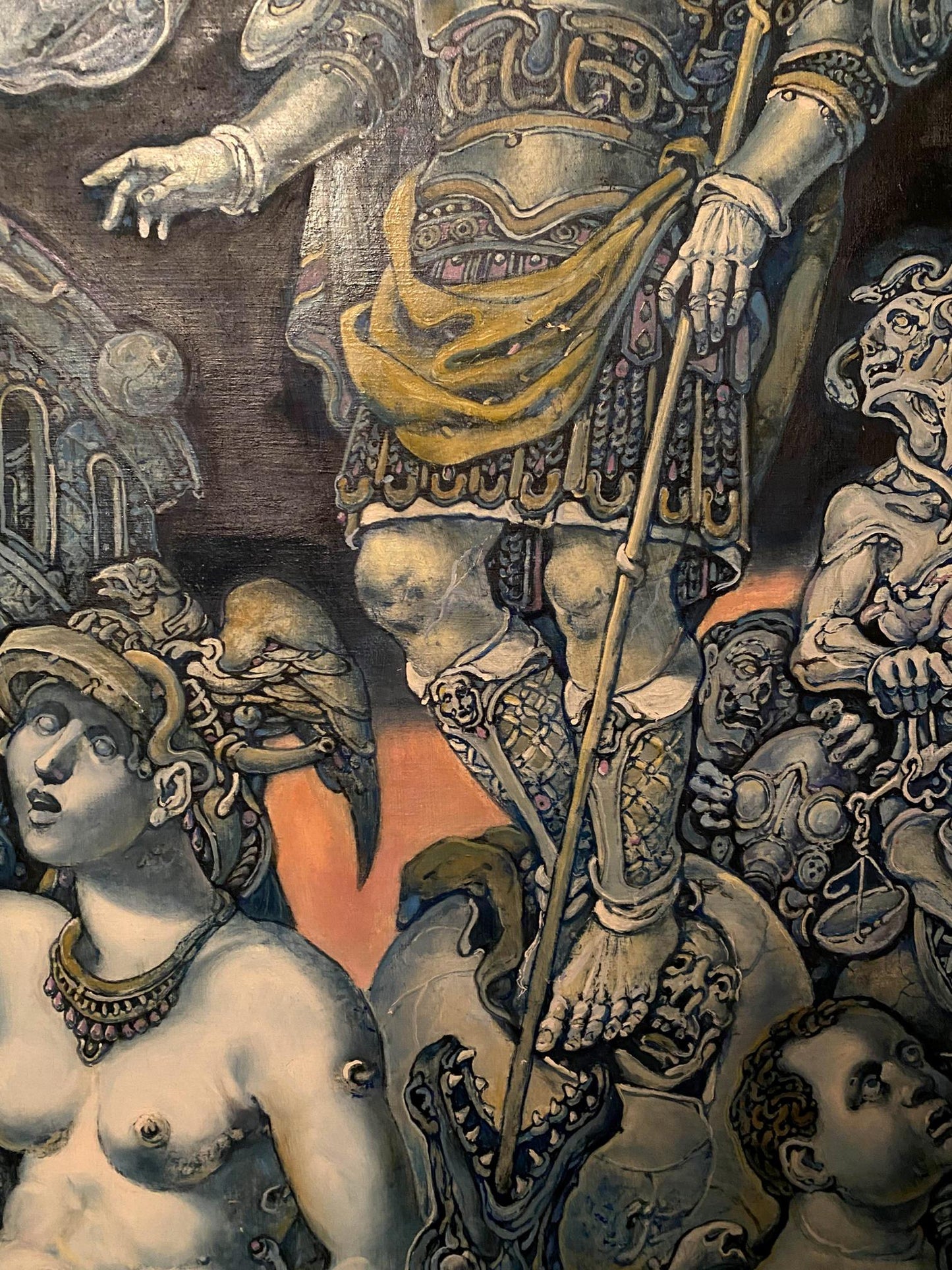 Oil painting Bringers of destruction by Oleg Litvinov: armored warrior