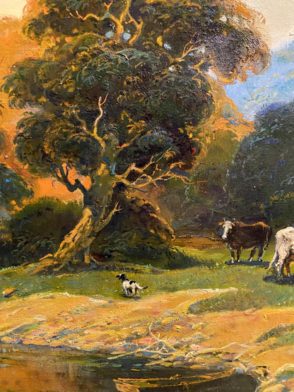 Oil painting Quiet River by Litvinov Oleg Arkad’yevich with lush tree