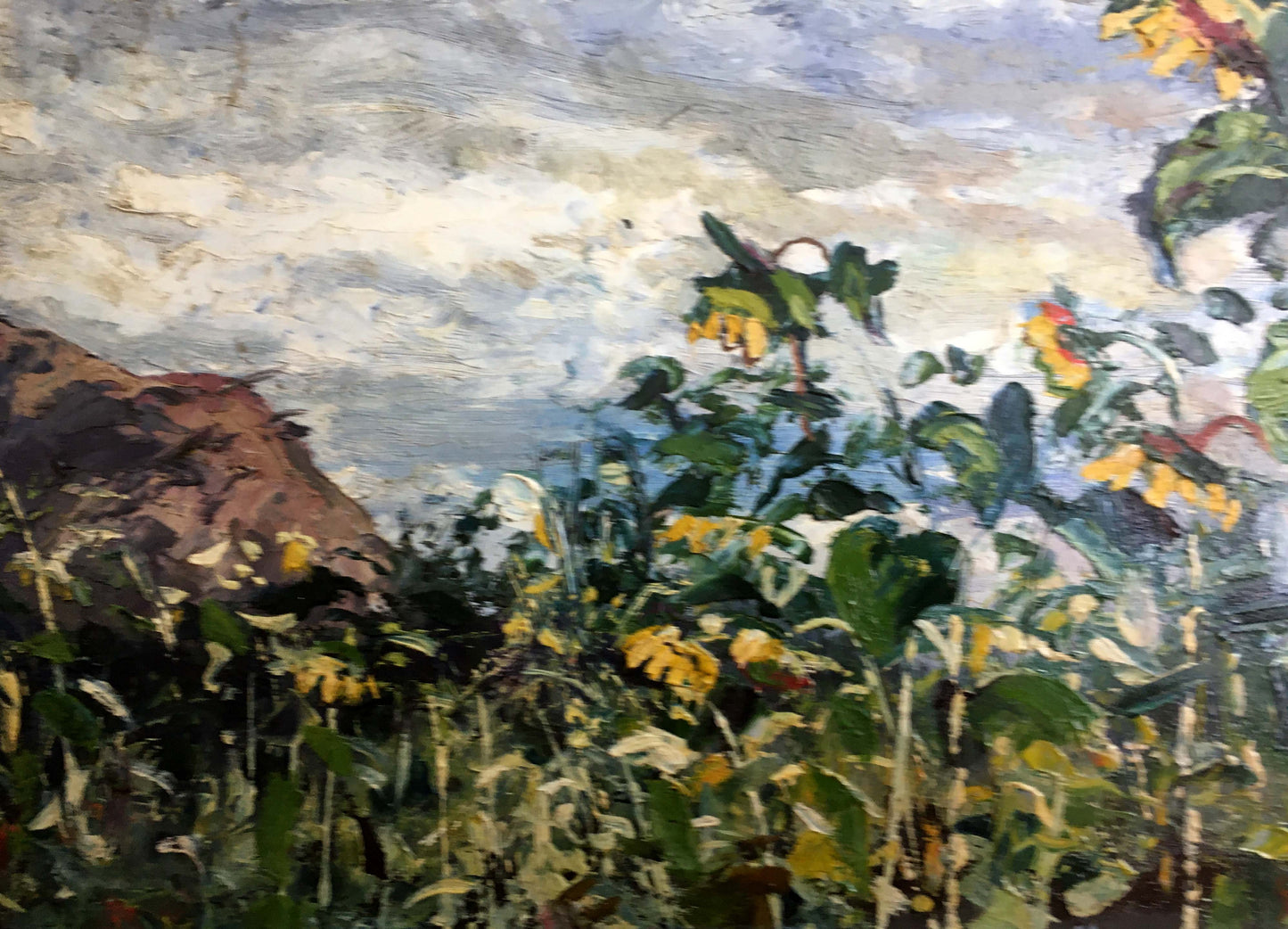 Vibrant impressionist oil painting of sunflowers by Cherkas A.G