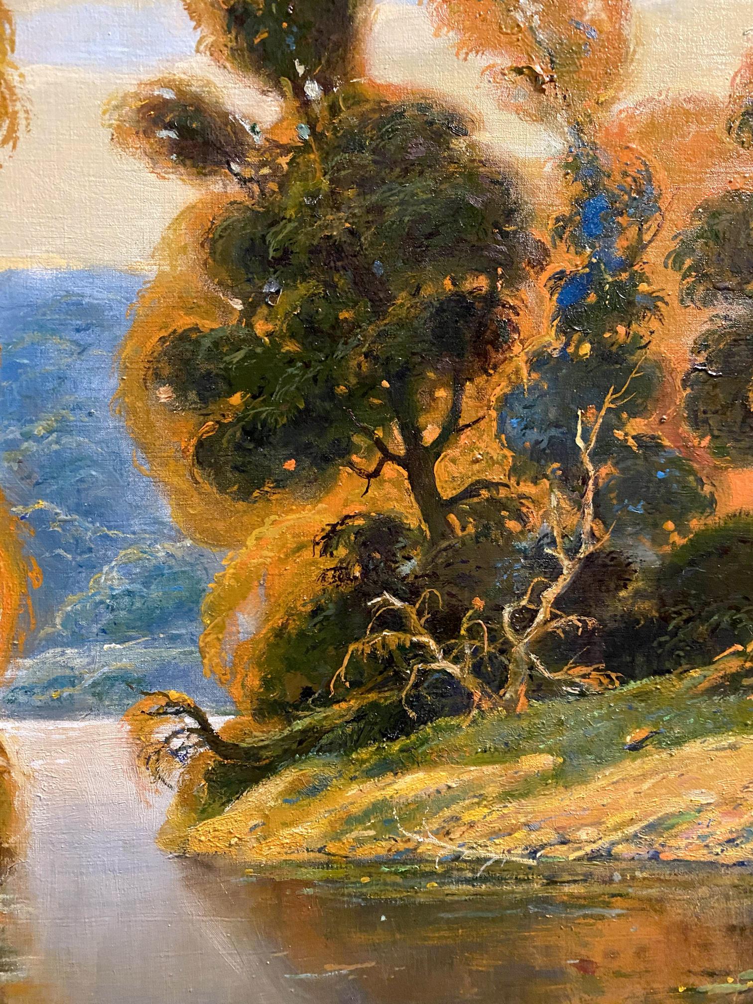 Vibrant impressionist oil painting Quiet River by Litvinov Oleg Arkadyevich