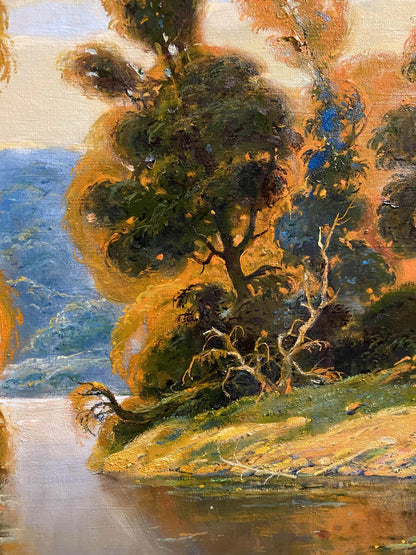 Vibrant impressionist oil painting Quiet River by Litvinov Oleg Arkadyevich