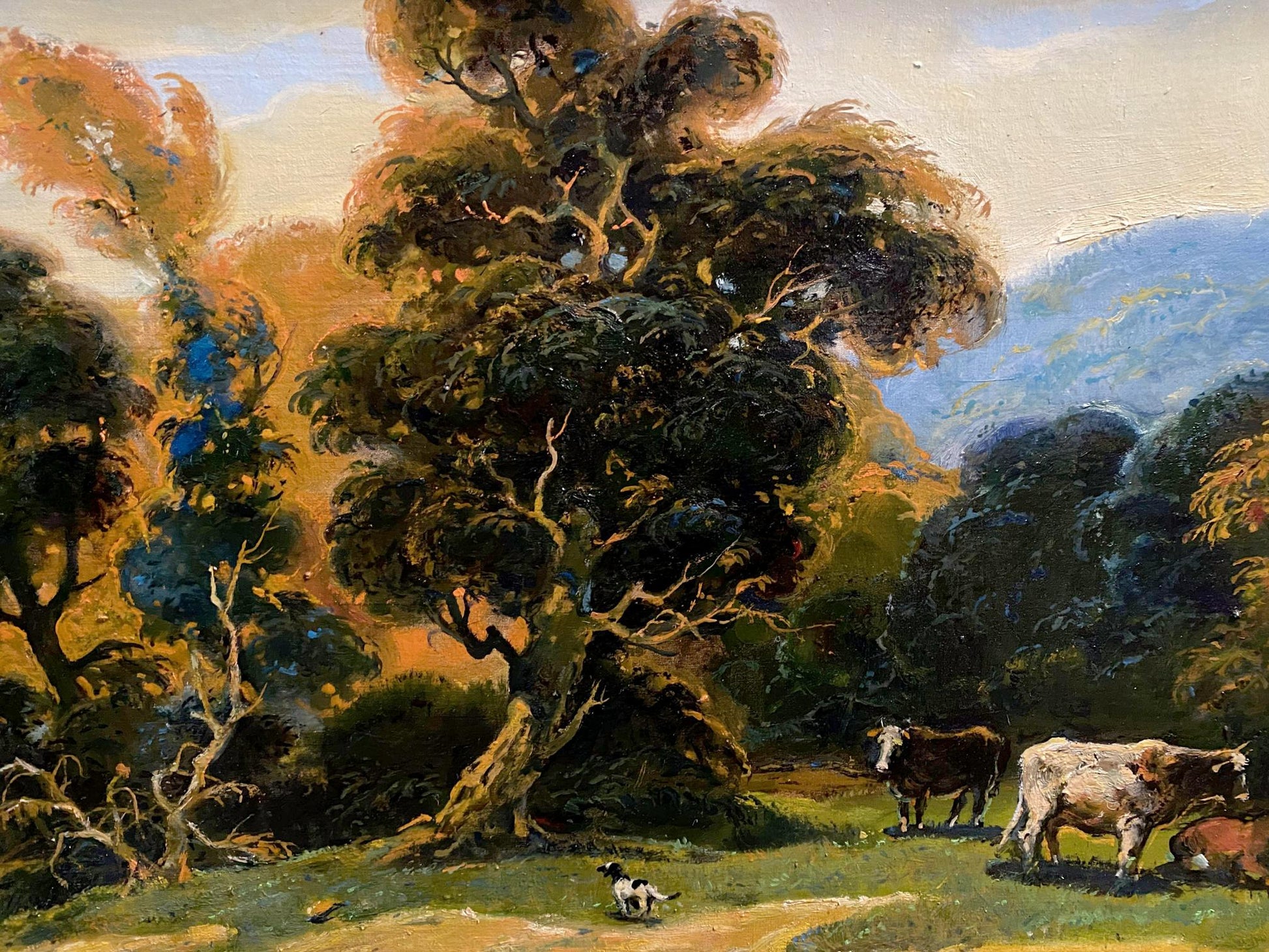 Oil painting Quiet River by Litvinov Oleg Arkad’yevich with lush tree