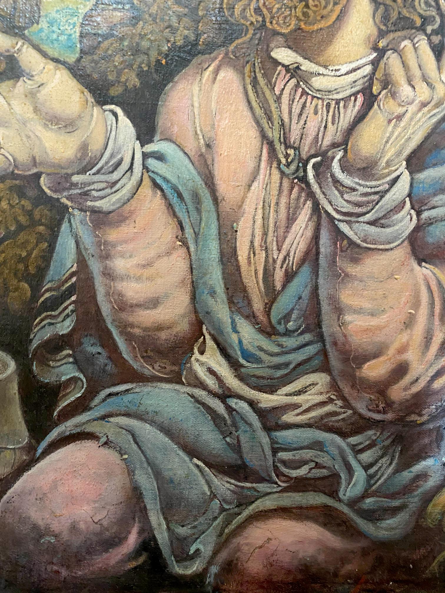 Oil painting of Christ by Litvinov Oleg Arkadyevich in blue white draped garment