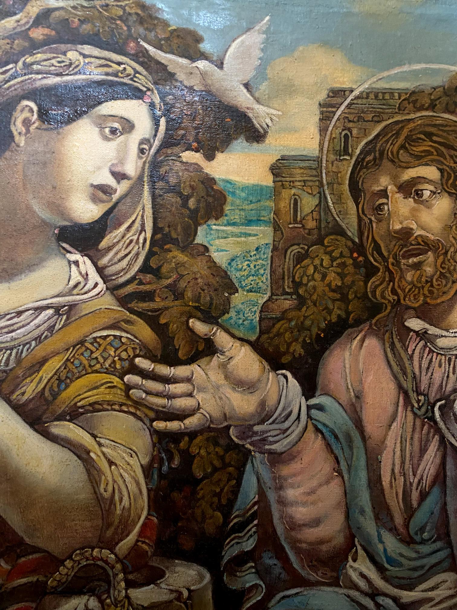 Oil painting by Litvinov Oleg Arkadyevich: Christ with halo and embroidered figure