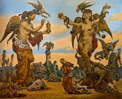Oil painting In search of Litvinov by Oleg Arkad’yevich with winged figures