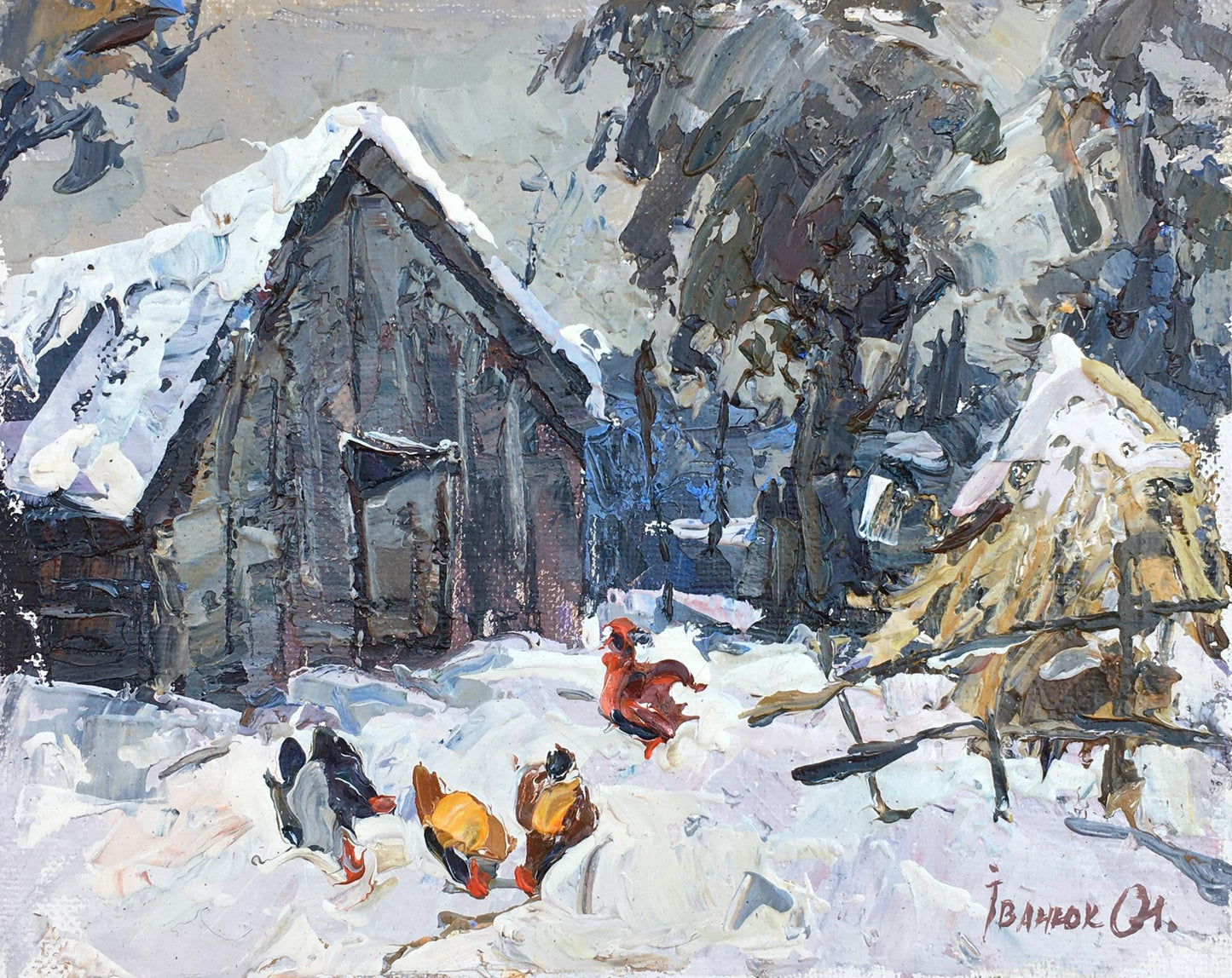 Oil painting In the courtyard Ivanyuk Alex