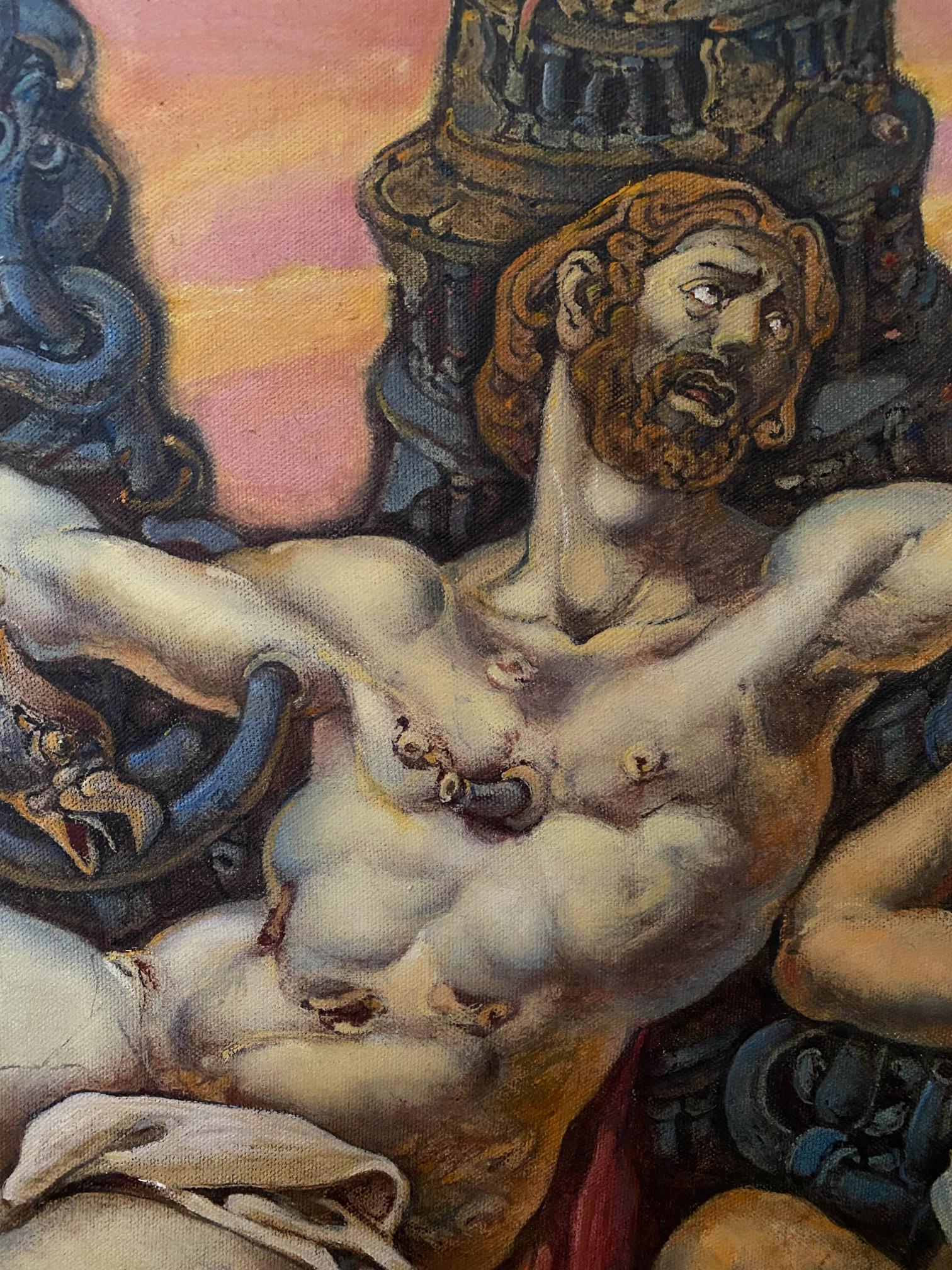 Oil painting of muscular bearded Prometheus by Litvinov Oleg Arkad’yevich