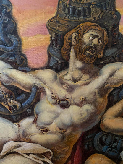 Oil painting of muscular bearded Prometheus by Litvinov Oleg Arkad’yevich