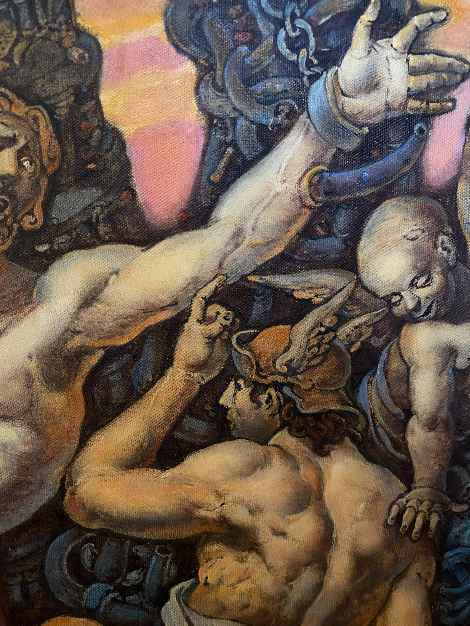 Oil painting of muscular figures by Prometheus Litvinov Oleg Arkadyevich