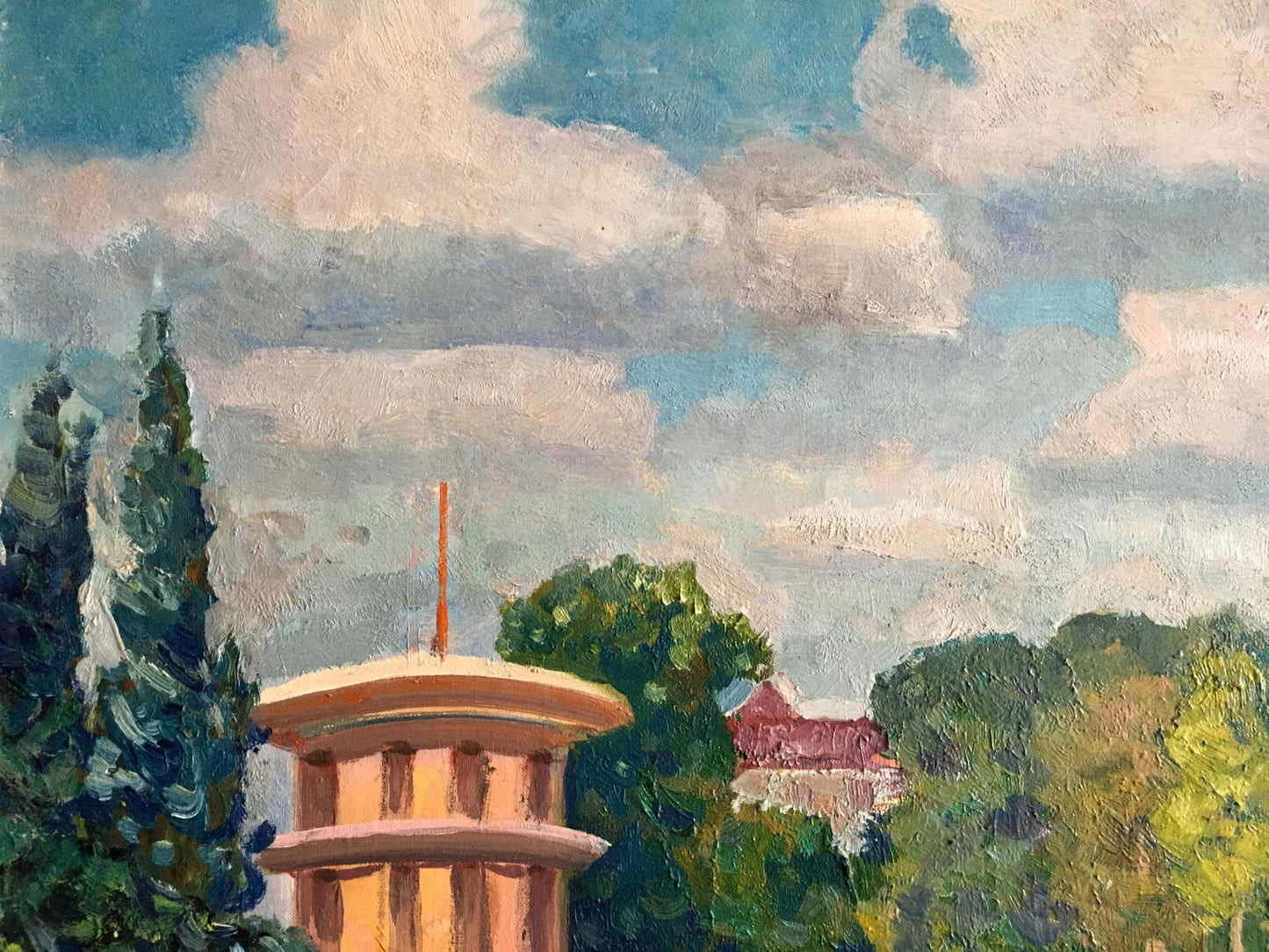 Oil painting recreation of Shvets Viktor Alexandrovich peach two-tiered tower