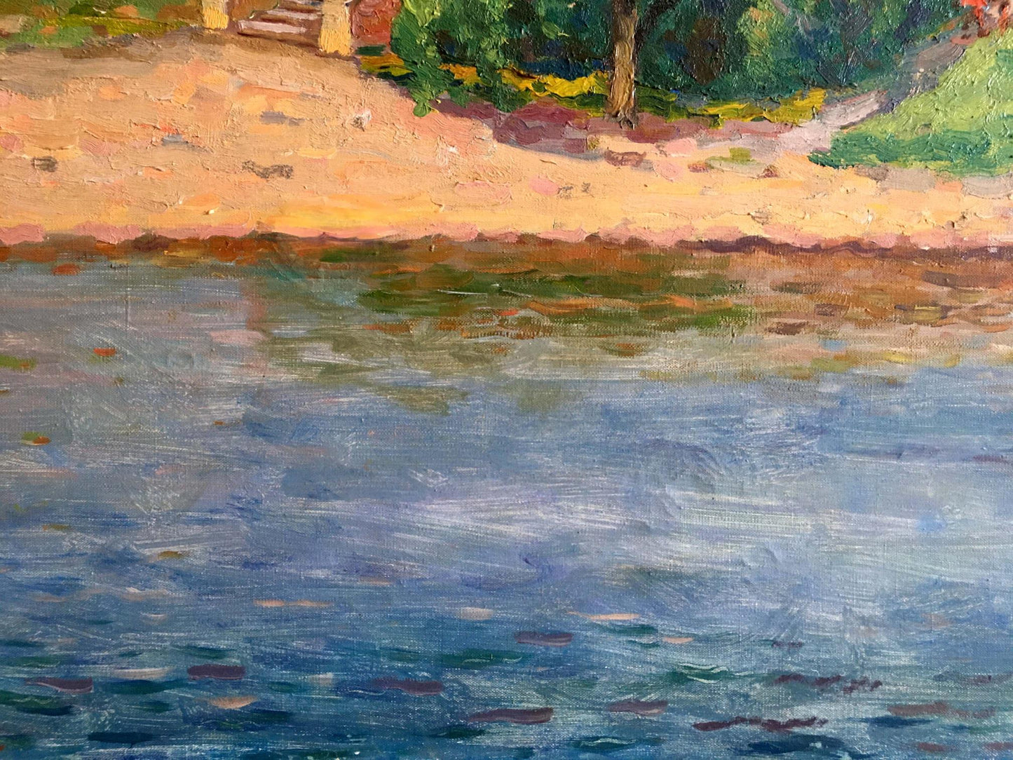 Oil painting by Shvets Viktor Alexandrovich of tranquil river scene