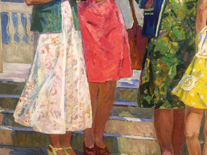 Oil painting of vibrant red skirt by Chuchalin M.I. for daughter’s birthday
