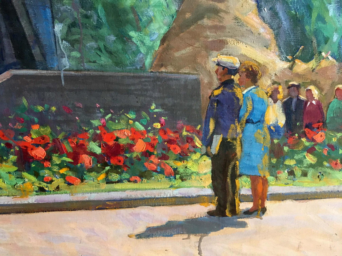 Oil painting At the monument by Tyukha Ivan Andreevich