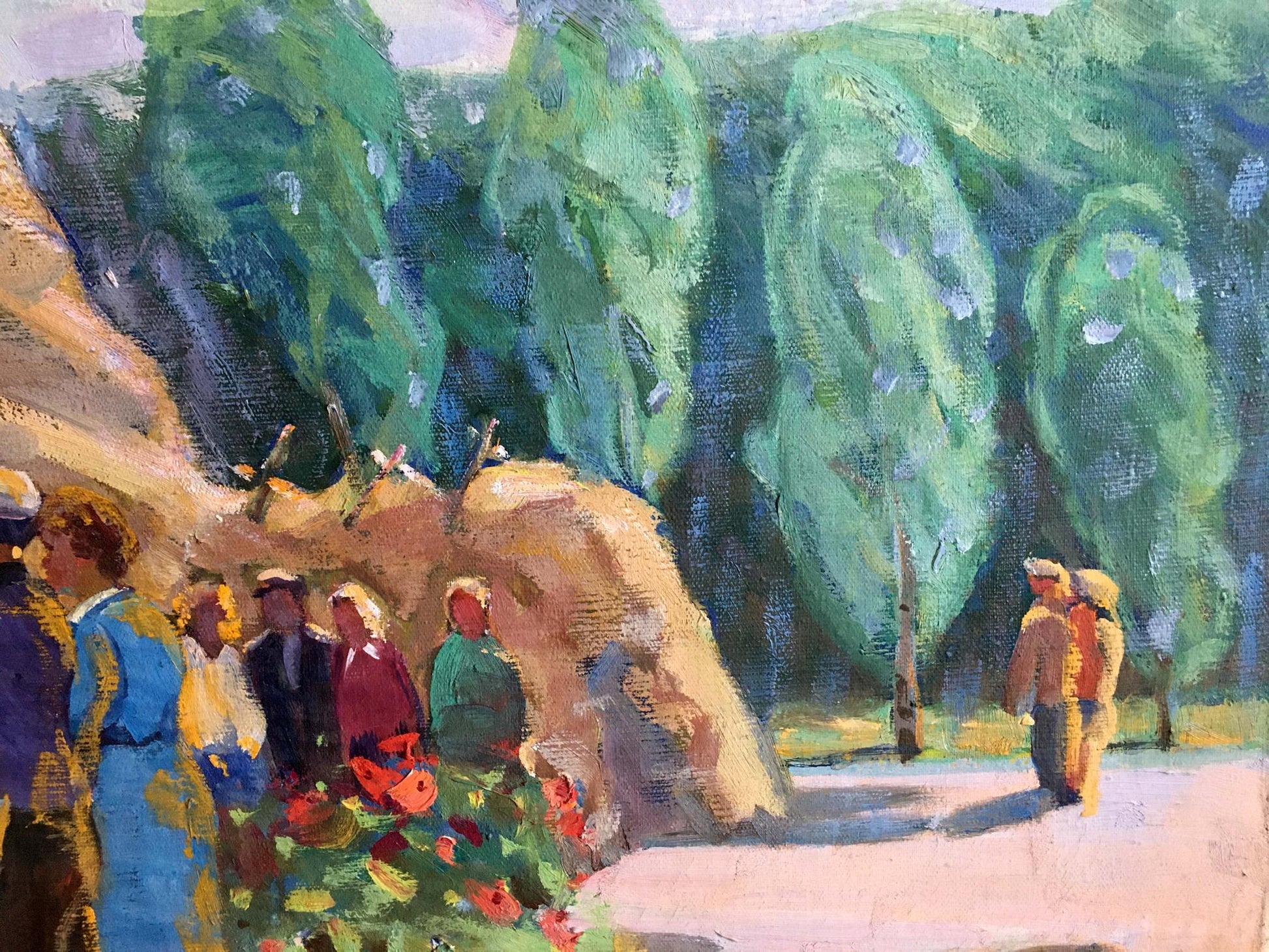 Vibrant impressionist oil painting At the monument by Tyukha Ivan Andreevich