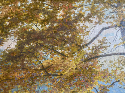 Oil painting Autumn by Valentin Stepanovich Tereshenko, golden leaves