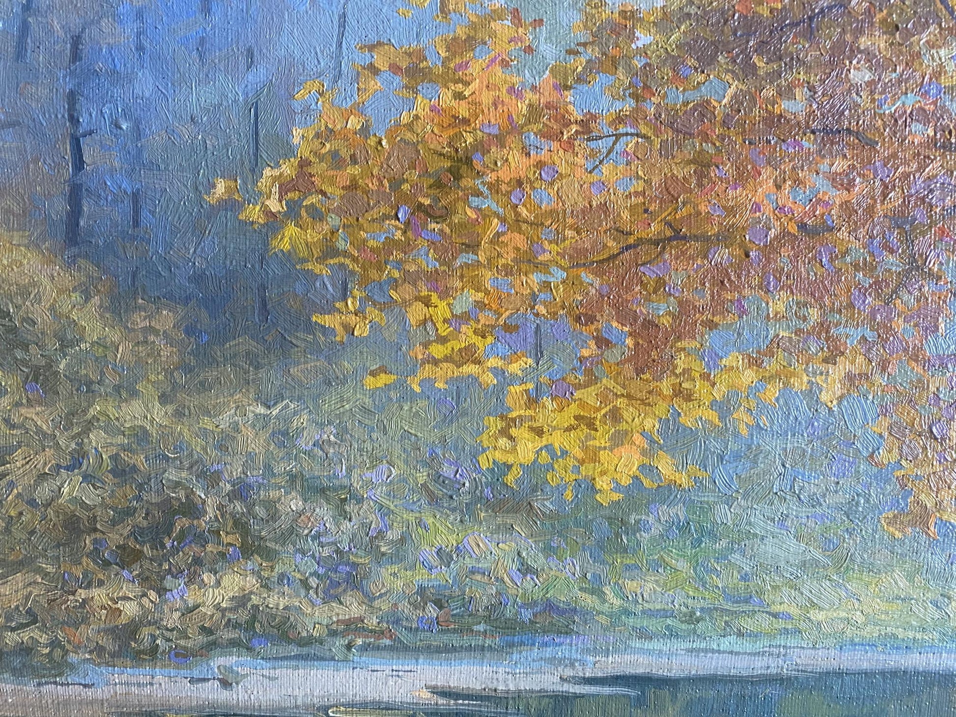 Oil painting of vibrant autumn tree by Valentin Stepanovich Tereshenko