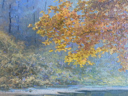 Oil painting of vibrant autumn tree by Valentin Stepanovich Tereshenko