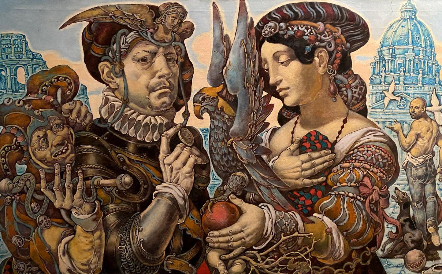 Oil painting Temptation of two couples in Rome by Oleg Litvinov