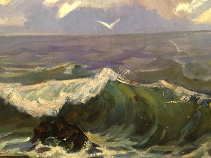 Dynamic oil painting of crashing ocean wave by Alexander Sergeevich Pushkin
