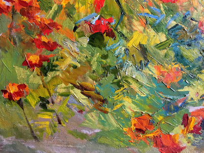 Vibrant oil painting of flowers by Sokolova Zinaida Ivanovna