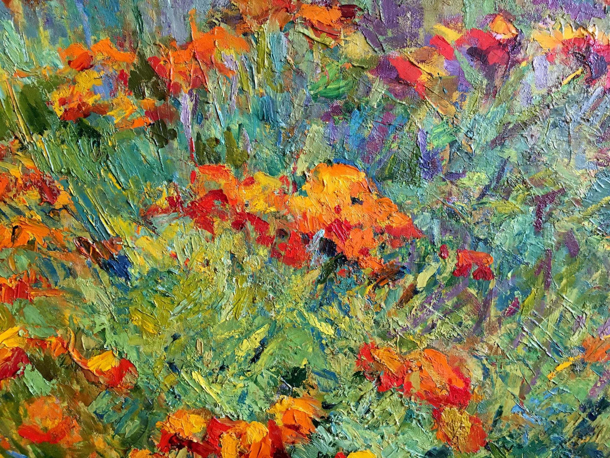 Vibrant orange red poppies by Sokolova Zinaida Ivanovna oil painting