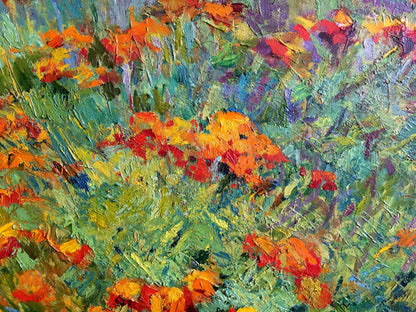 Vibrant orange red poppies by Sokolova Zinaida Ivanovna oil painting