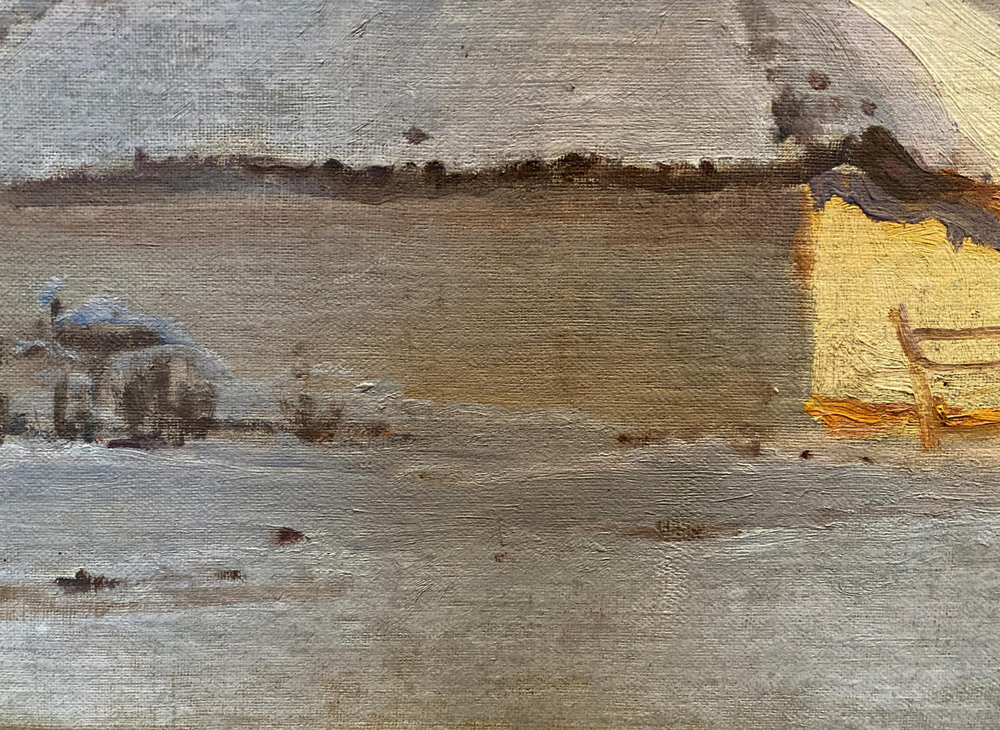 Oil painting By the Evening by Eugeniusz Wrzeszcz, rustic textured canvas
