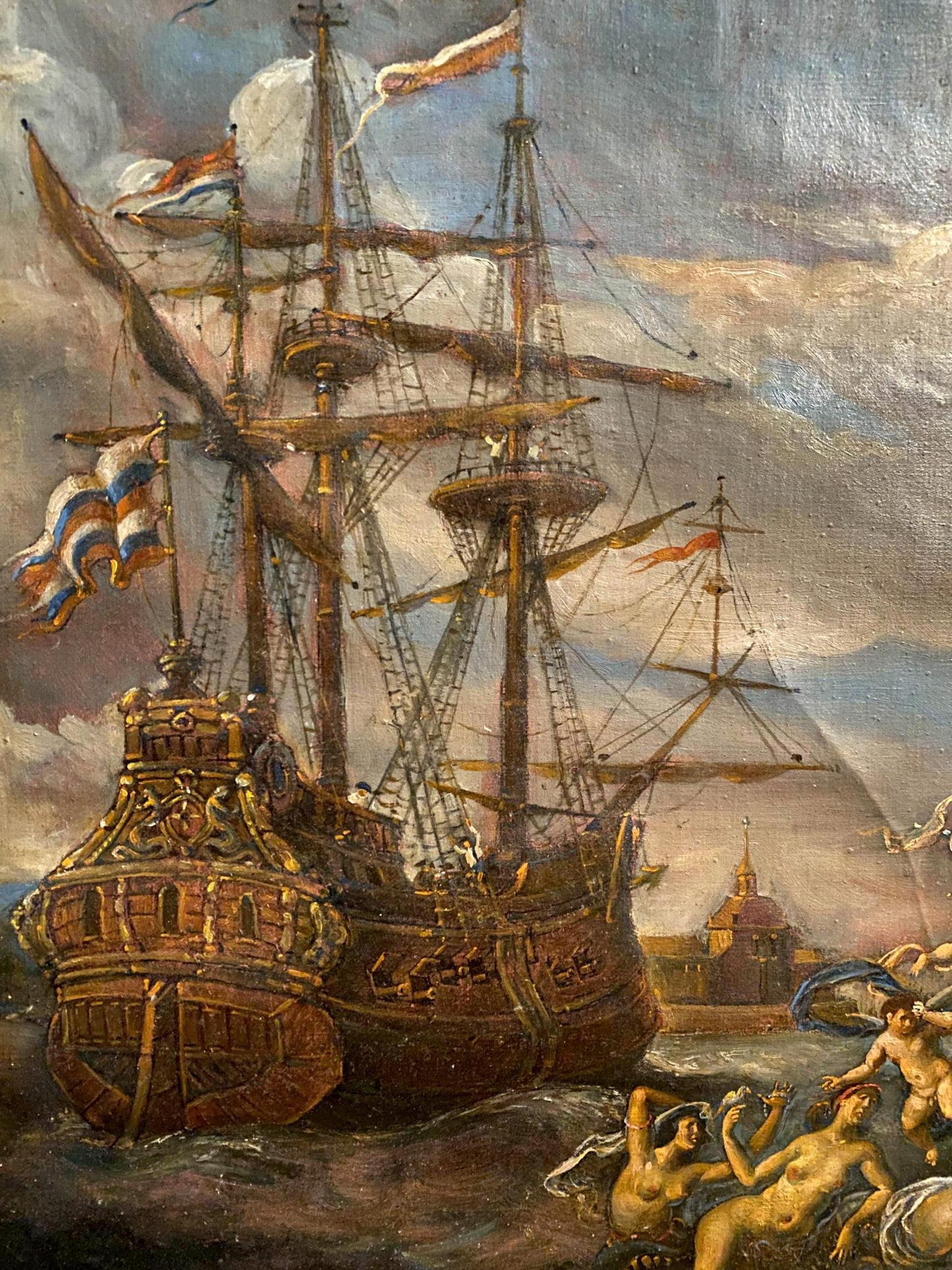 Oil painting by Litvinov Oleg Arkad’yevich: grand galleon in turbulent seas
