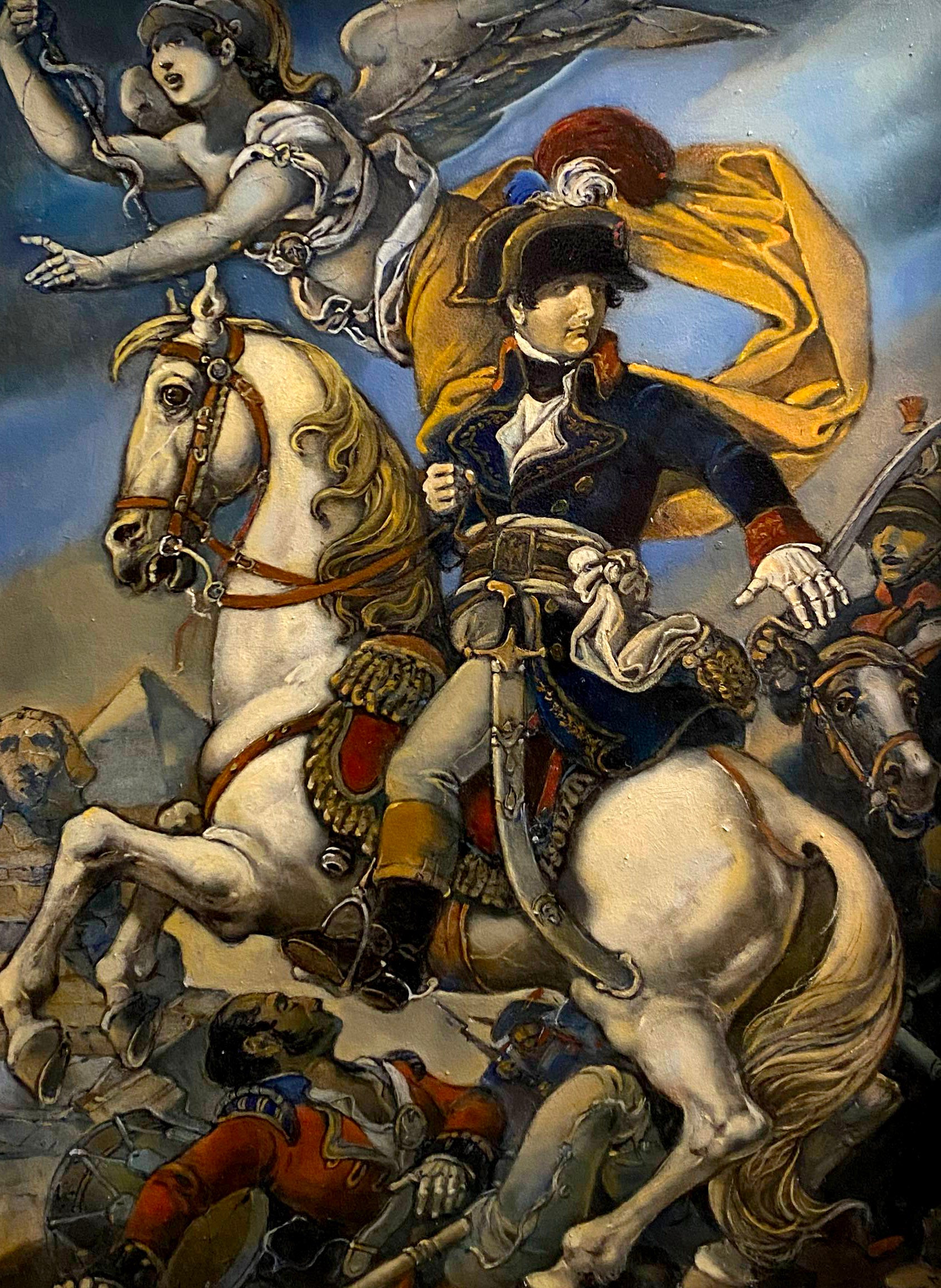 Oil painting of Napoleon Bonaparte on white horse by Litvinov Oleg Arkad’yevich