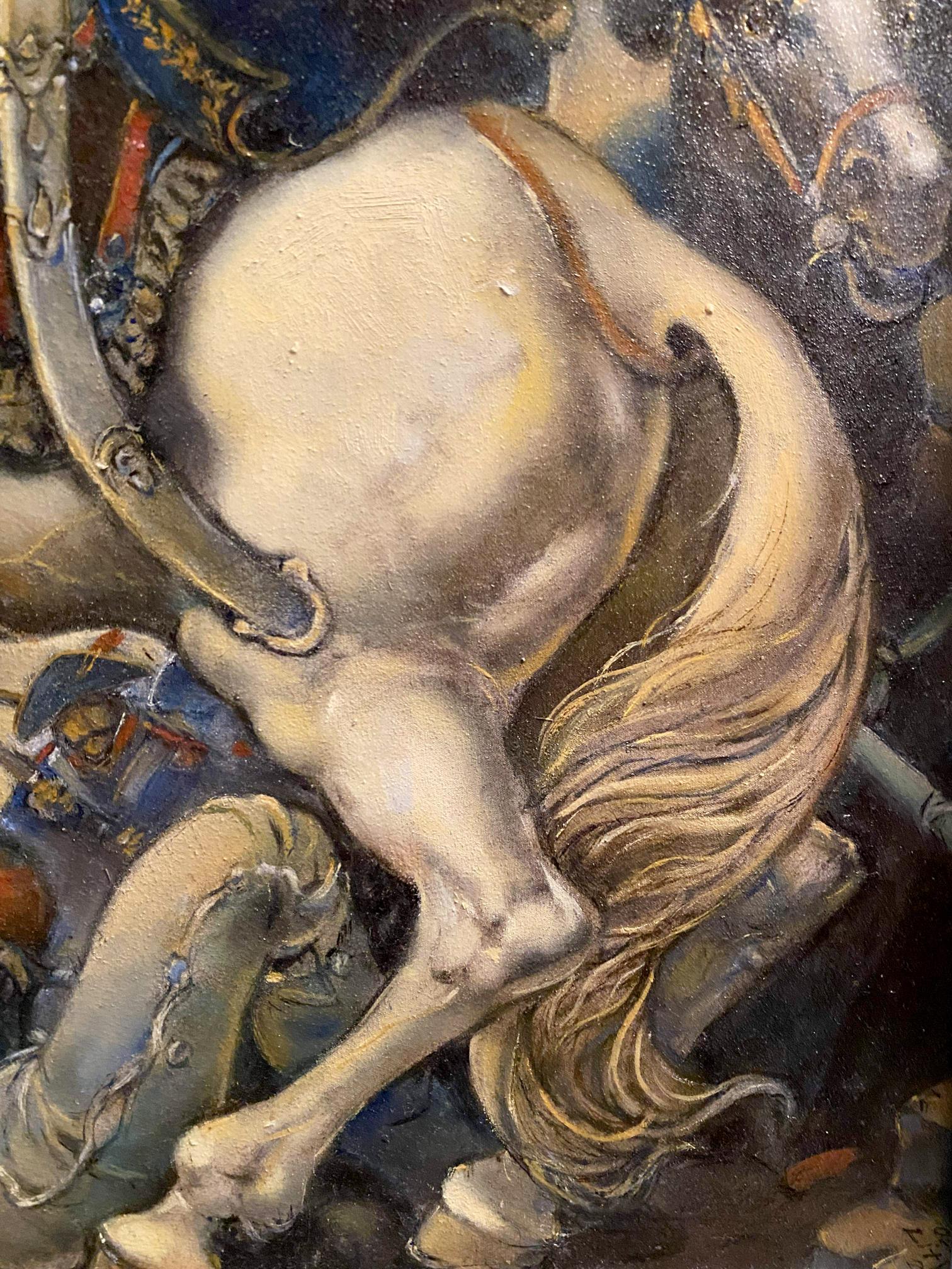 Oil painting of cream horse with golden mane by Litvinov Oleg Arkad’yevich
