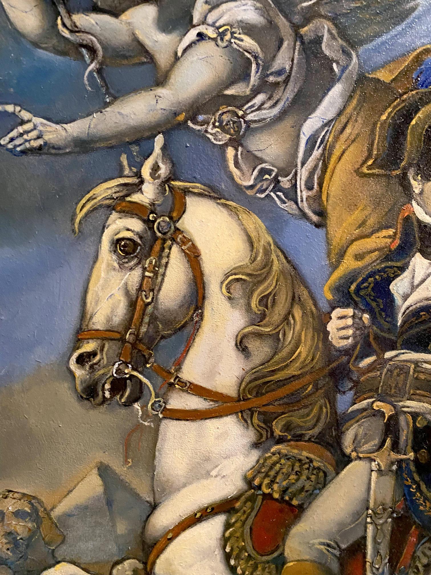 Oil painting of white horse with golden mane by Litvinov Oleg Arkad’yevich