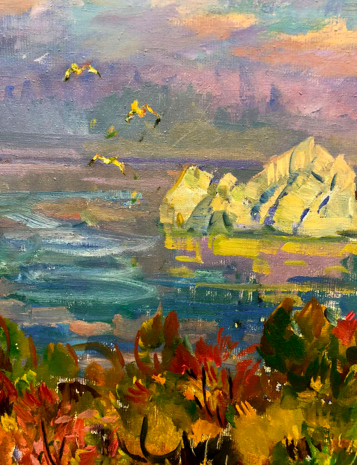 Vibrant impressionist oil painting Rock of Chaliapin by Chehodar Vasyl coastal scene