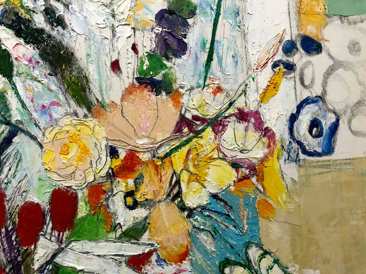 Oil painting Composition with Flowers by Filipenko Vladimir vibrant floral art