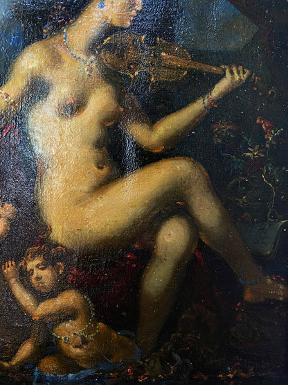 Oil painting Evening melody by Litvinov Oleg Arkad’yevich: nude violinist