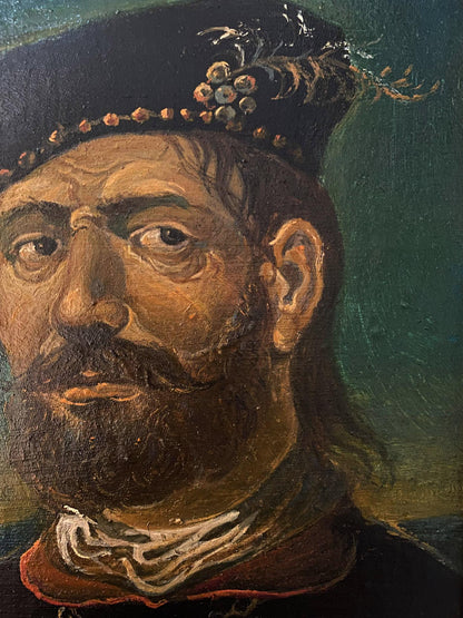Oil painting portrait by Maestro Litvinov Oleg Arkad’yevich of bearded man in ornate berry hat