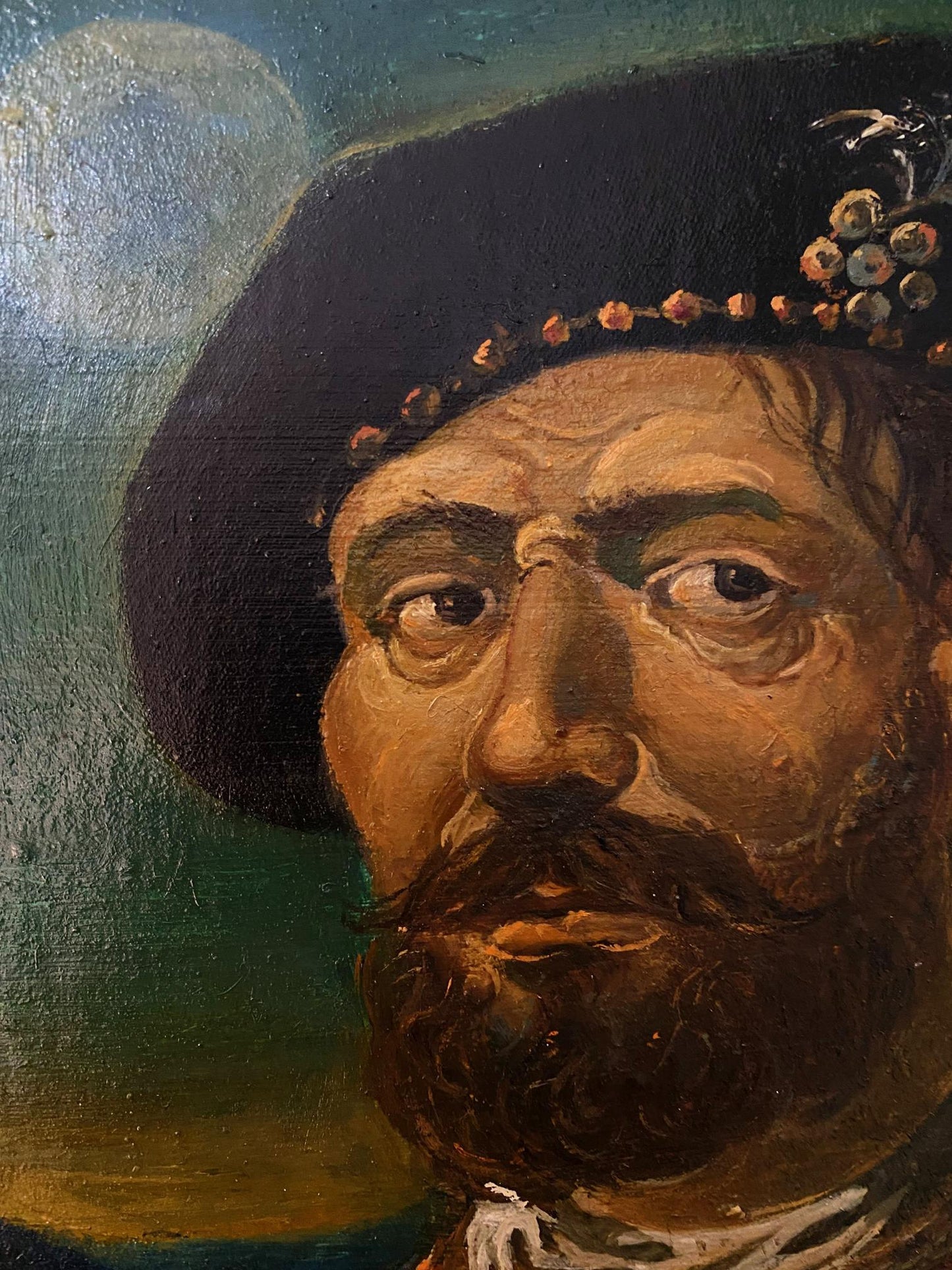 Oil painting portrait by Maestro Litvinov Oleg Arkad’yevich, man in ornate black hat