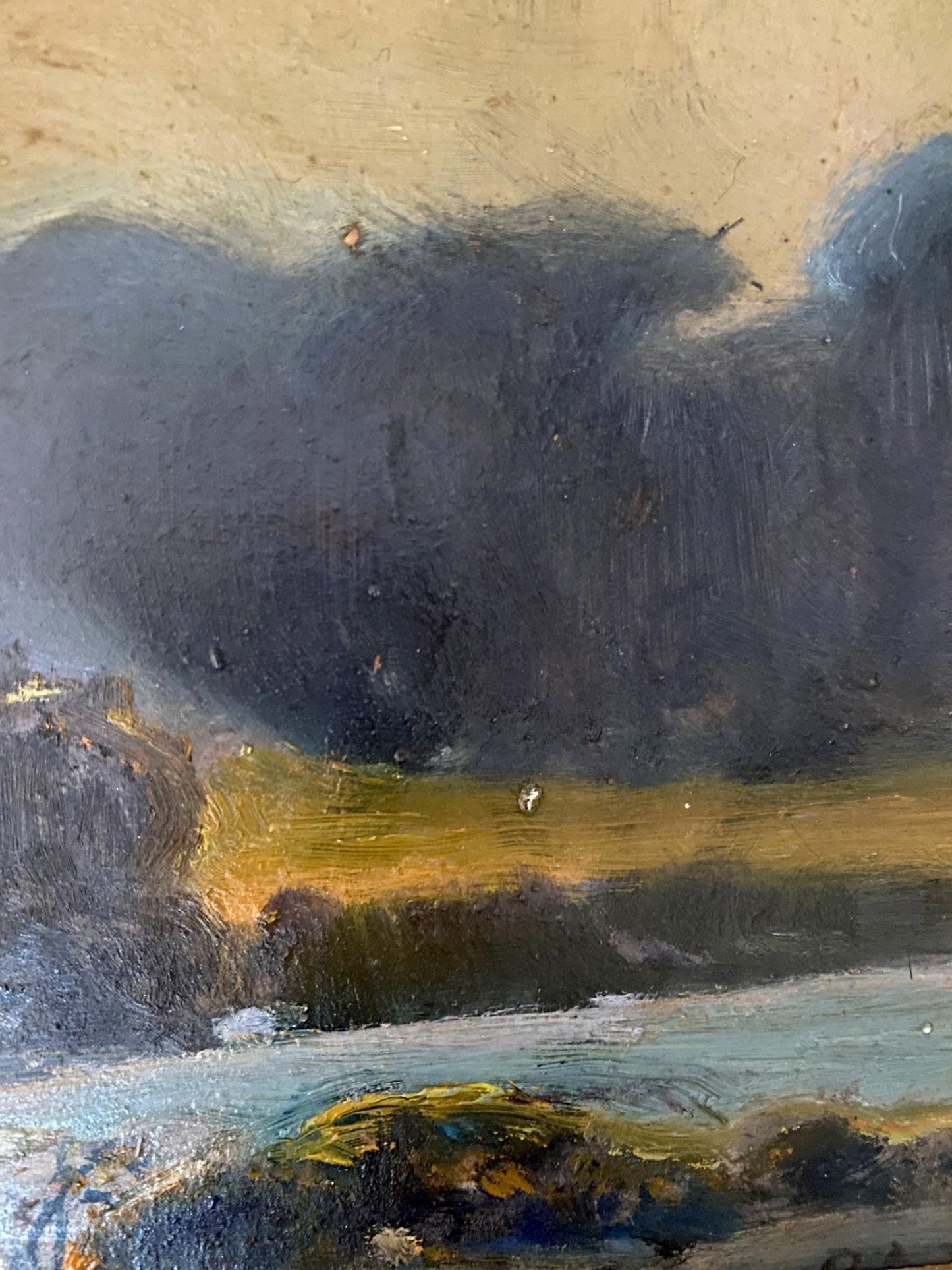 Oil painting Winter evening by Litvinov Oleg Arkadyevich moody landscape