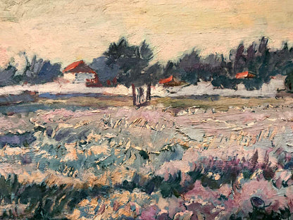 Impressionistic oil painting of lavender field by Sambur Arkady Gesejonovich