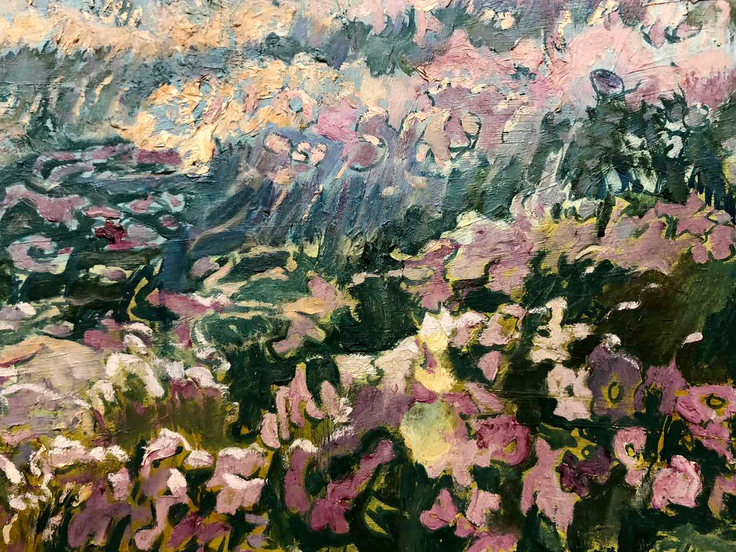 Vibrant impressionist oil painting of lush flower field by Sambur Arkady Gesejonovich