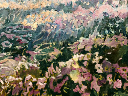 Vibrant impressionist oil painting of lush flower field by Sambur Arkady Gesejonovich