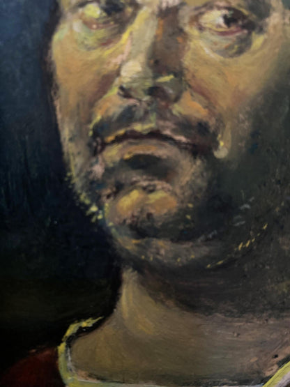 Textured impressionistic night self-portrait of man by Oleg Litvinov