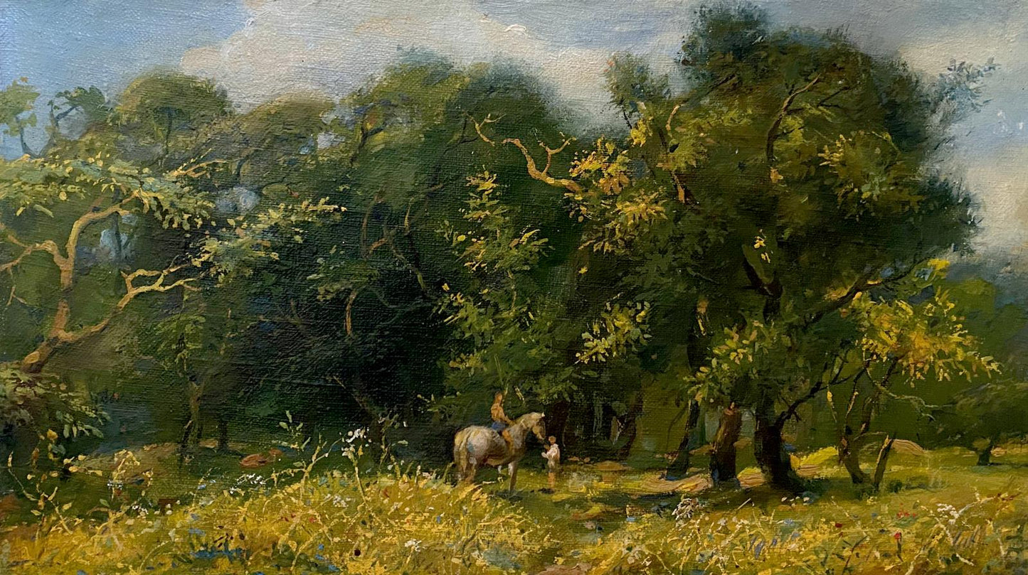 Serene pastoral oil painting by July Litvinov Oleg Arkad’yevich