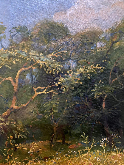 Oil painting by July Litvinov Oleg Arkad’yevich: dense forest scene