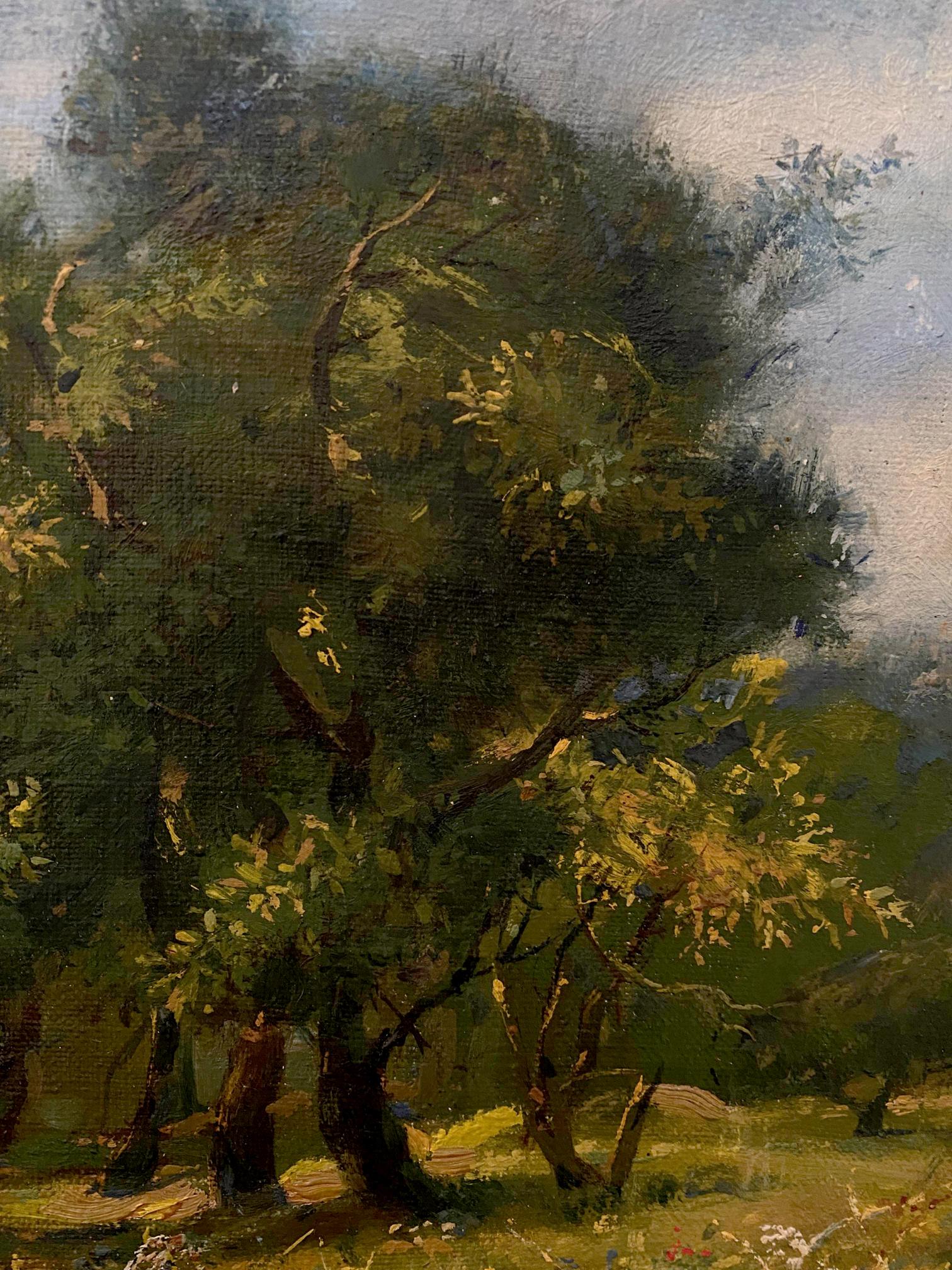 Oil painting of lush olive trees by July Litvinov Oleg Arkad’yevich