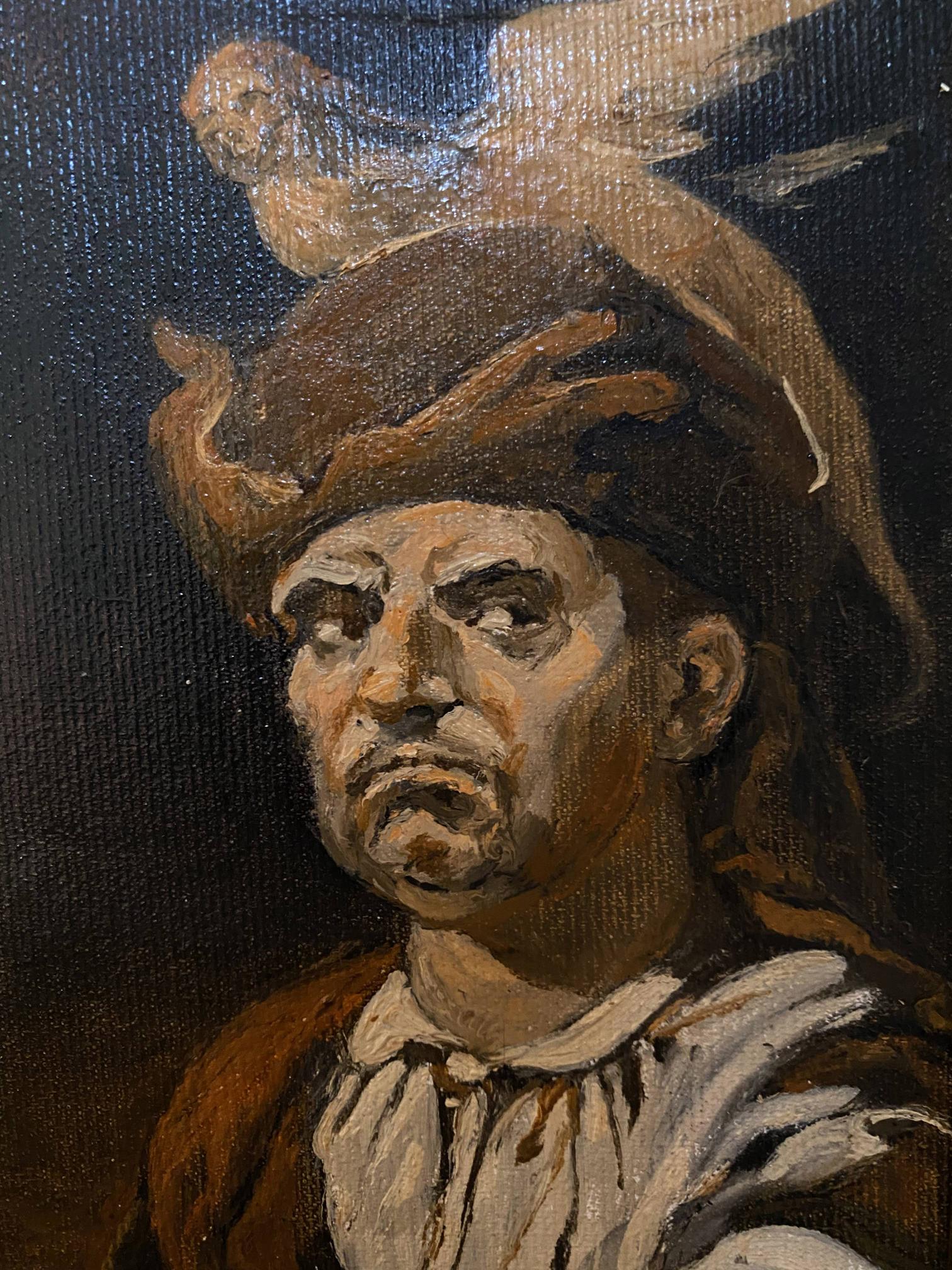 Oil painting Stern look by Litvinov Oleg Arkad’yevich, man in brown hat